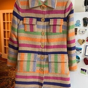 Trina Turk Multicolor Wool Blend Coat